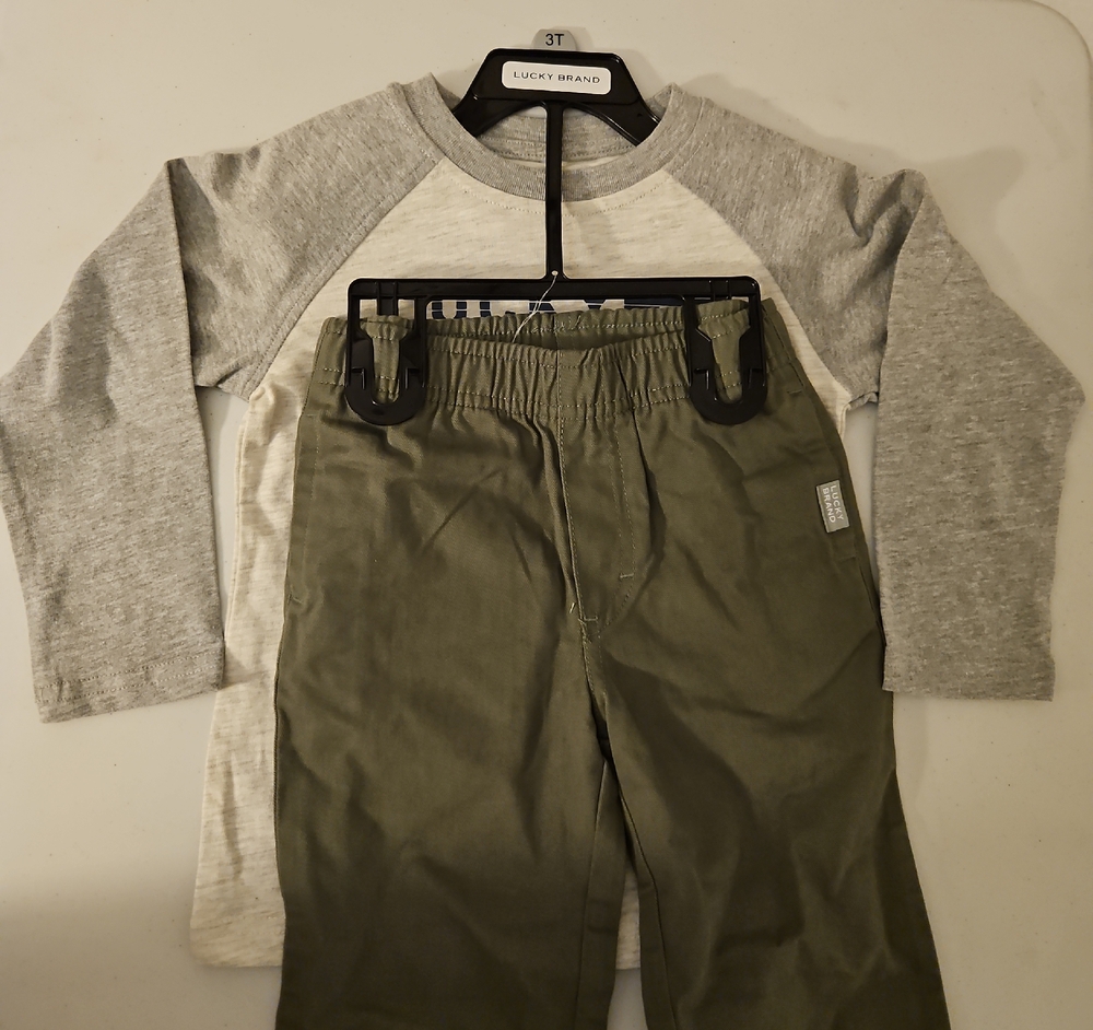 Lucky Brand Gray Raglan Tee with Olive Pants